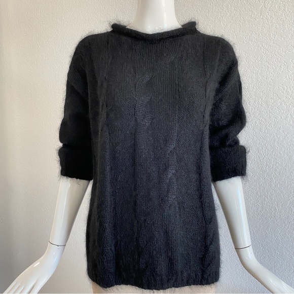 Saint Laurent Black Cable knit Mohair and Silk Sweater - Picture 8 of 15